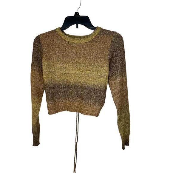 Cotton On Cut Out Back Sweater Size S Multicolor Long Sleeves Knitted Crop Boho - Picture 2 of 6